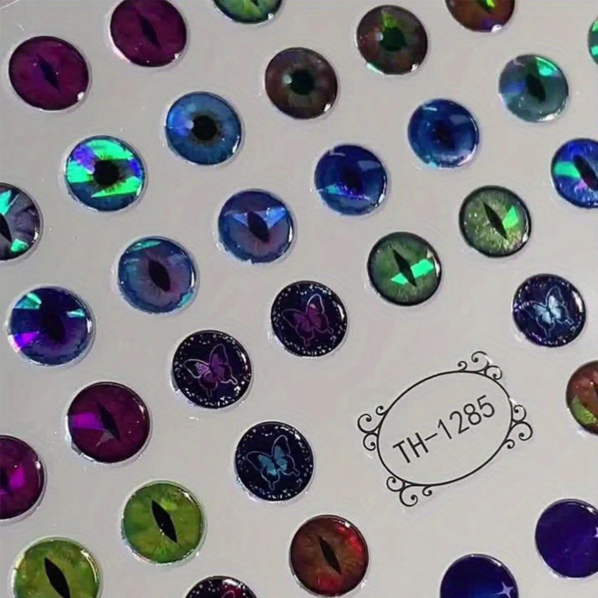 قطعتان من ملصقات أظافر العين العمودية للحيوانات المحاكاة، سهلة الاستخدام لملصقات تزيين الأظافر اليومية والعطلات #6