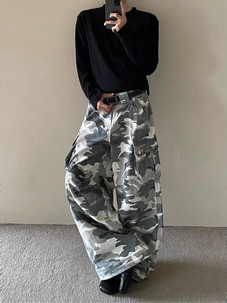 

Американские камуфляжные рабочие брюки в стиле ретро, мужские свободные широкие брюки с большими кетами, молодежная одежда, всесезонное китайское производство