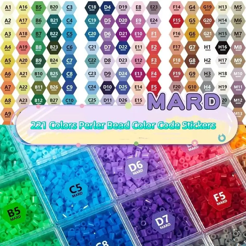 Fuse Bead Sorting Color Code Stickers Clear Print 221/302 Colors Easy to Peel for DIY Handicraft Enthusiasts view 3