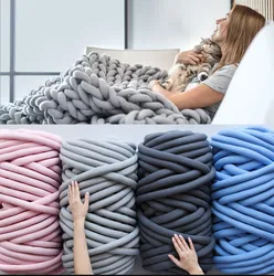 500G Thick Chunky Yarn Cored Cotton Wool Tube Yarn for DIY Blanket Hat Bulky Arm Roving Handwork Knitting Spin Yarn