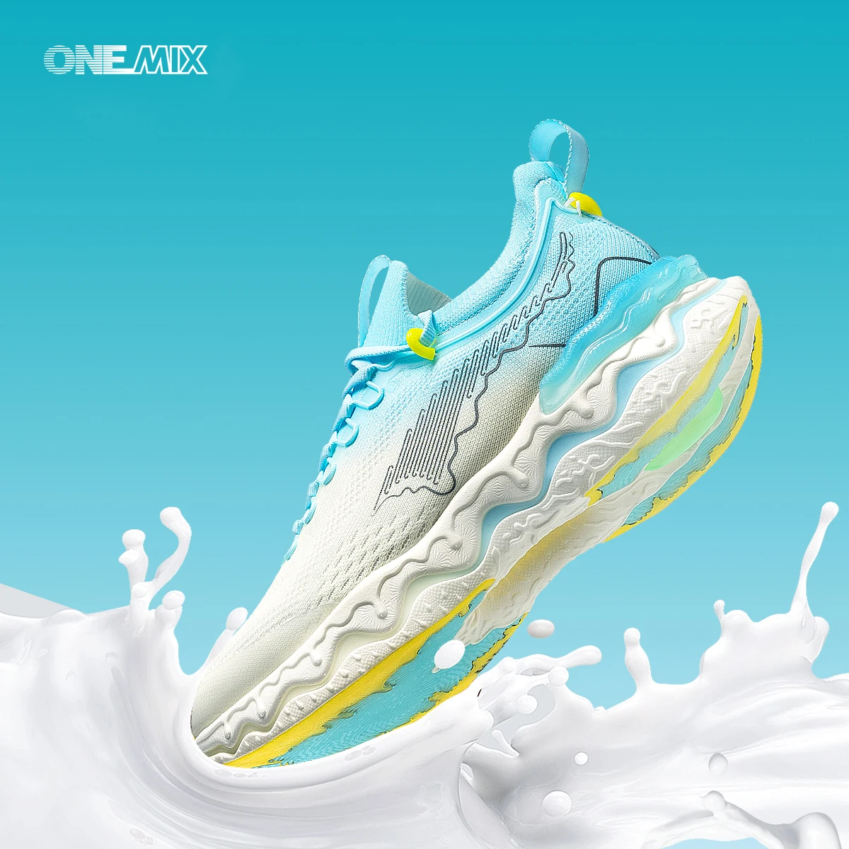 Onemix 2024 Neuankömmling o-elastische Cream mix Road Running Schuhe leichte Dämpfung Langstrecken Männer trainieren Outdoor-Turnschuhe