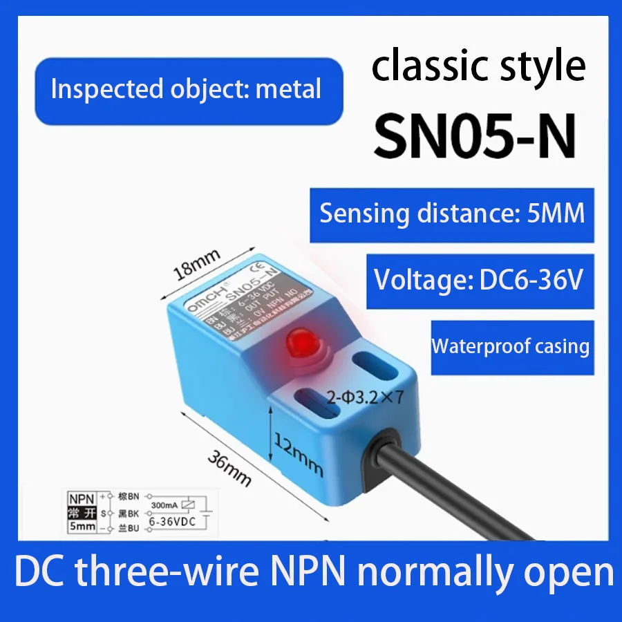 Square metal induction proximity switch sensor SN04 n/n2/3/p/d1/y two or three wire NPN24V