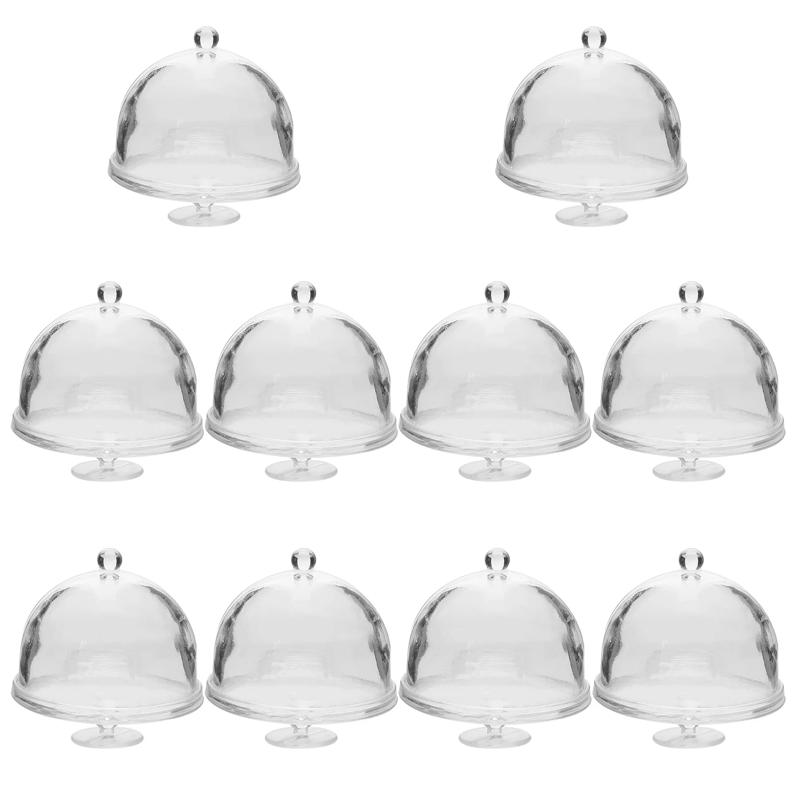 10 Pcs Cake Mini Holder Cupcake Stand House Accessory Transparent Container with Dome Cover