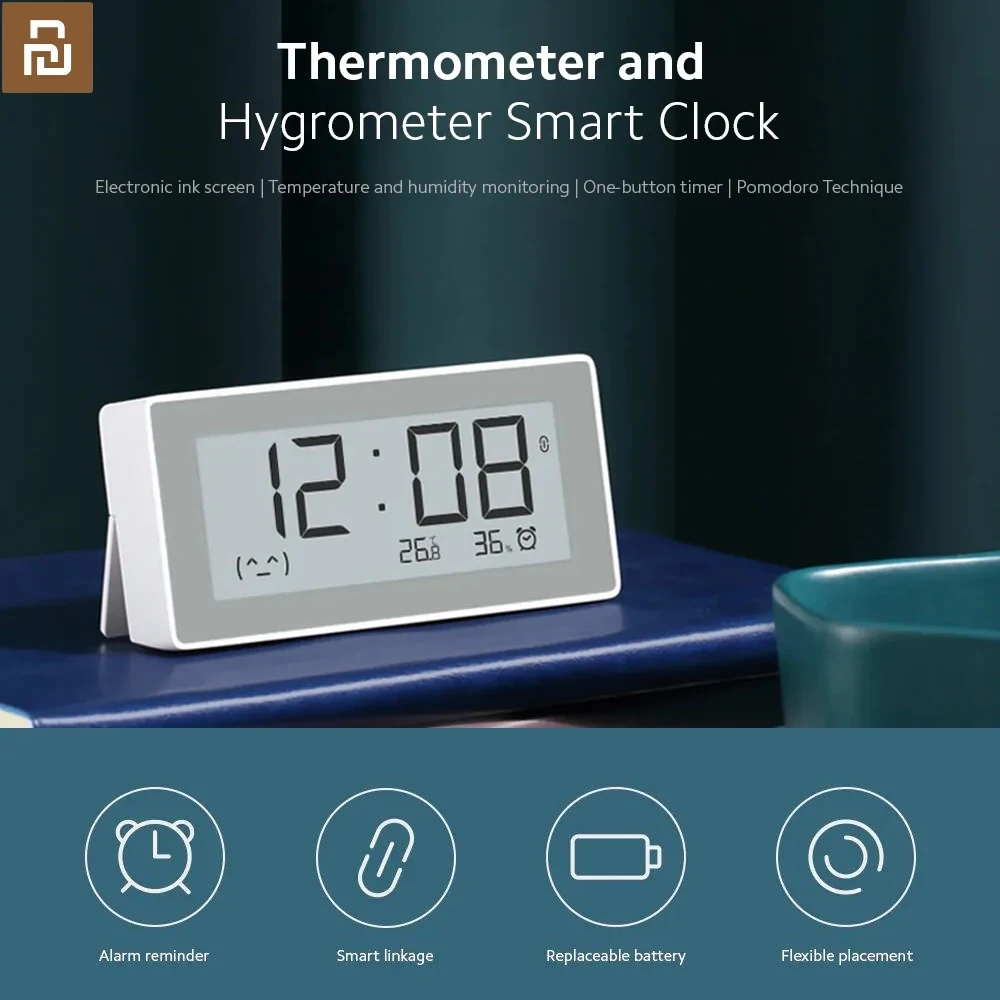 Youpin MMC ساعة ذكية ، درجة الحرارة الرطوبة متر ، عالية الدقة الاستشعار ، المغناطيسي E-الحبر الشاشة ، الموقت الربط ، والعمل ل Mihome App ، MMC