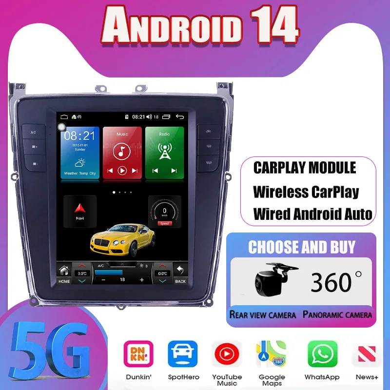 Car Radio For Bentley Flying Spur Continental 2012-2019 Android 14 Carplay Multimedia Player GPS Navigation Head Unit Stereo