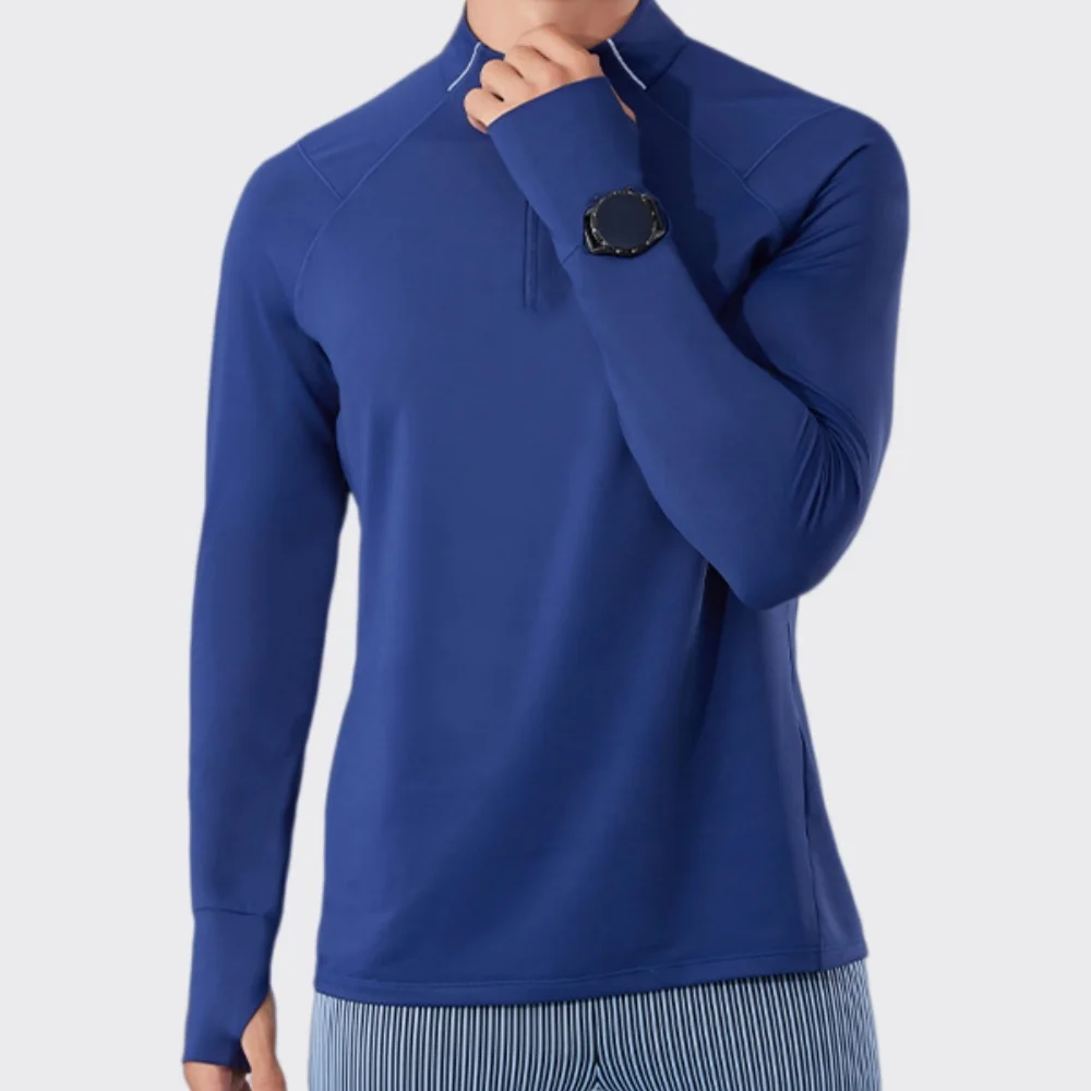 Nueva Camiseta Deportiva de Manga Larga con Media Cremallera para Hombre, Camiseta Deportiva de Secado Rápido y Transpirable para Correr, Sudadera para Entrenamiento, Ropa Deportiva