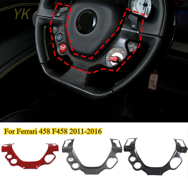 

For Ferrari 458 F458 2011-2016 Real Carbon Fiber Red Black Car Steering Wheel Button Frame Cover Trim Interiors Car Accessories