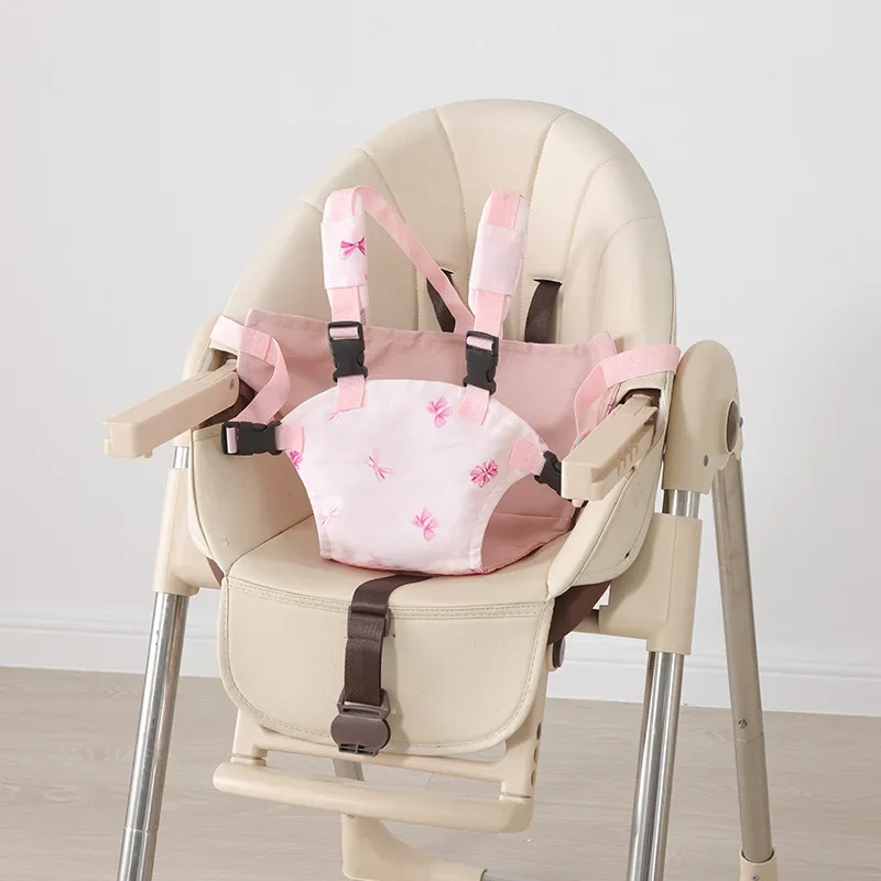 طفل تسخير لكرسي عشاء يدفع باليدين كرسي مرتفع 5 نقاط حزام الأمان طول ضبط بولي Leather الجلود الكتف المنشعب وسادة عالمية