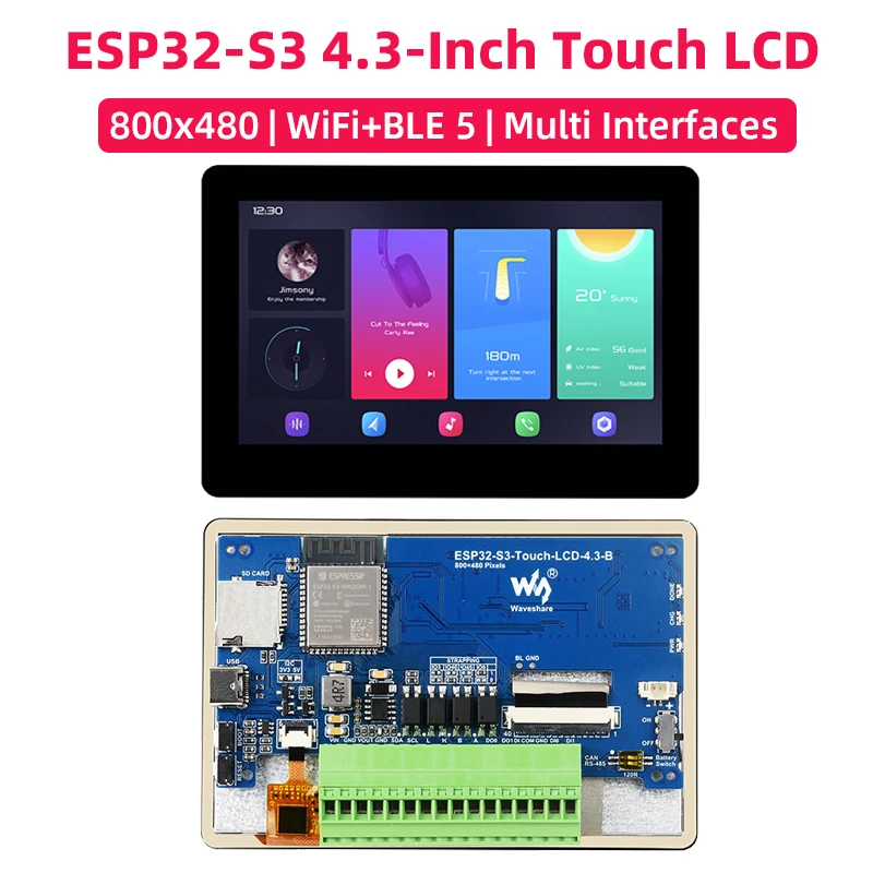 esp32-s3-43-inch-touch-lcd-ips-800-480-display-5-point-capacitive-touch-screen-esp32-development-board-wifi-ble-5-lvgl-hmi-gui