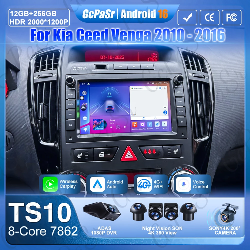 Carplay For Kia Ceed Venga 2010 - 2016 Automotive Multimedia Car Monitor GPS Navigation Car Radio No 2din Screen Display DVD 2k