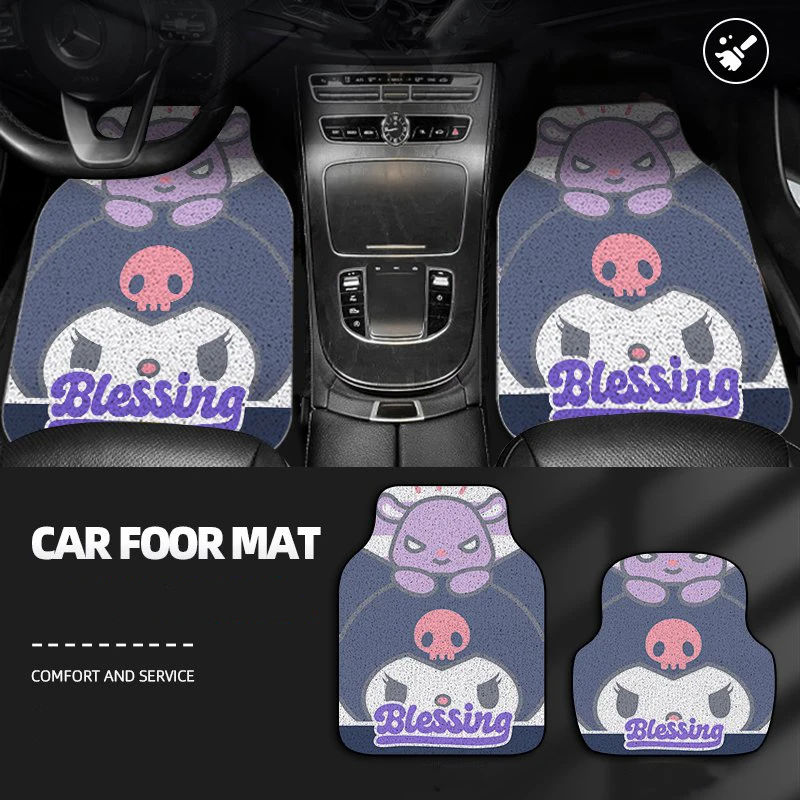 Sanrio Kawaii Hello Kitty Car Floor Mats Kuromi Cinnamoroll Anime Cartoon Cute Exquisite Durable Anti-dirty Universal Foot Mats