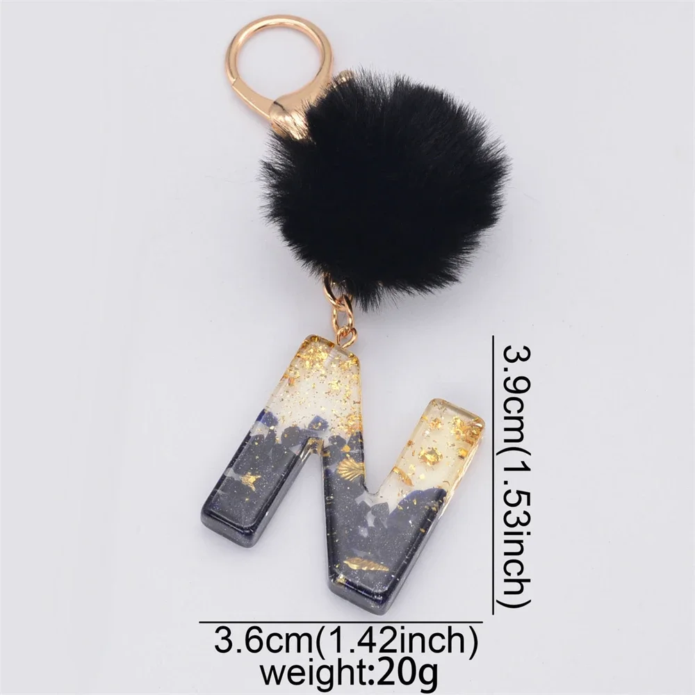 White Tassel Letter Key Ring Imitation Crystal Drop Glue Pendant Accessories European and American Popular Hanging Ornaments