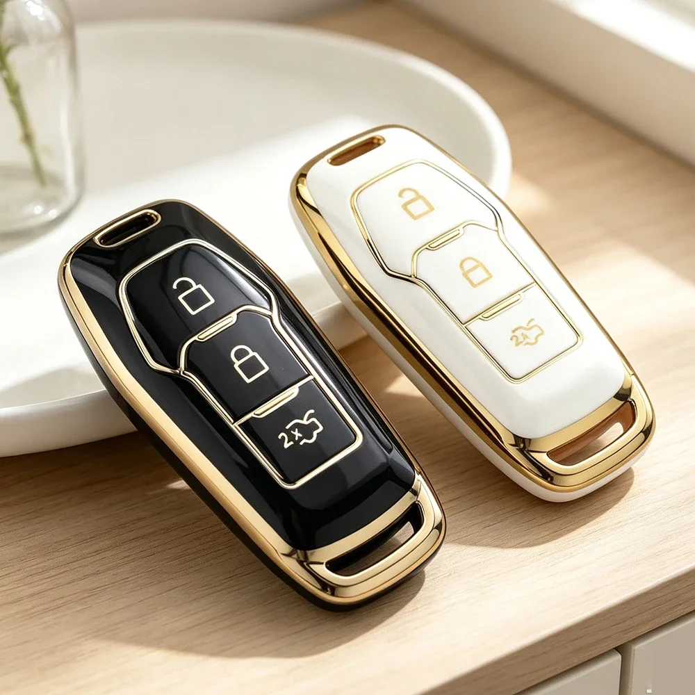 TPU Car Remote Key Fob Shell Cover Case for Ford F-150 Mondeo Galaxy S-Max Explorer Ranger 2015 2016 2017 2018 Keychain