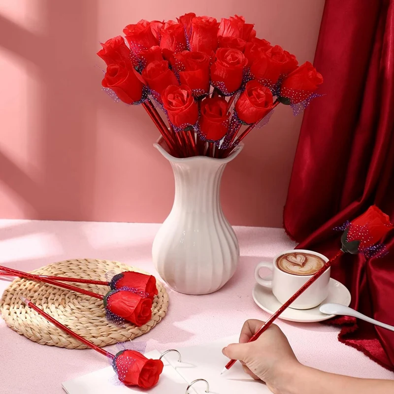 120 Stuks Valentijnsdag Roos Balpennen Bloem Schrijven Balpen Bulk Geschikt Voor Valentijnsdag Bruiloften