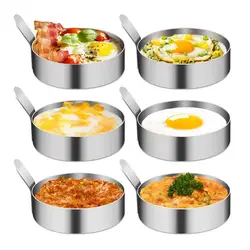2Pcs Thickened 304 Stainless Steel Round Fried Eggs Mold with Handle Pancake Forming Mould Omelet Rings Kitchen Cooking Tools