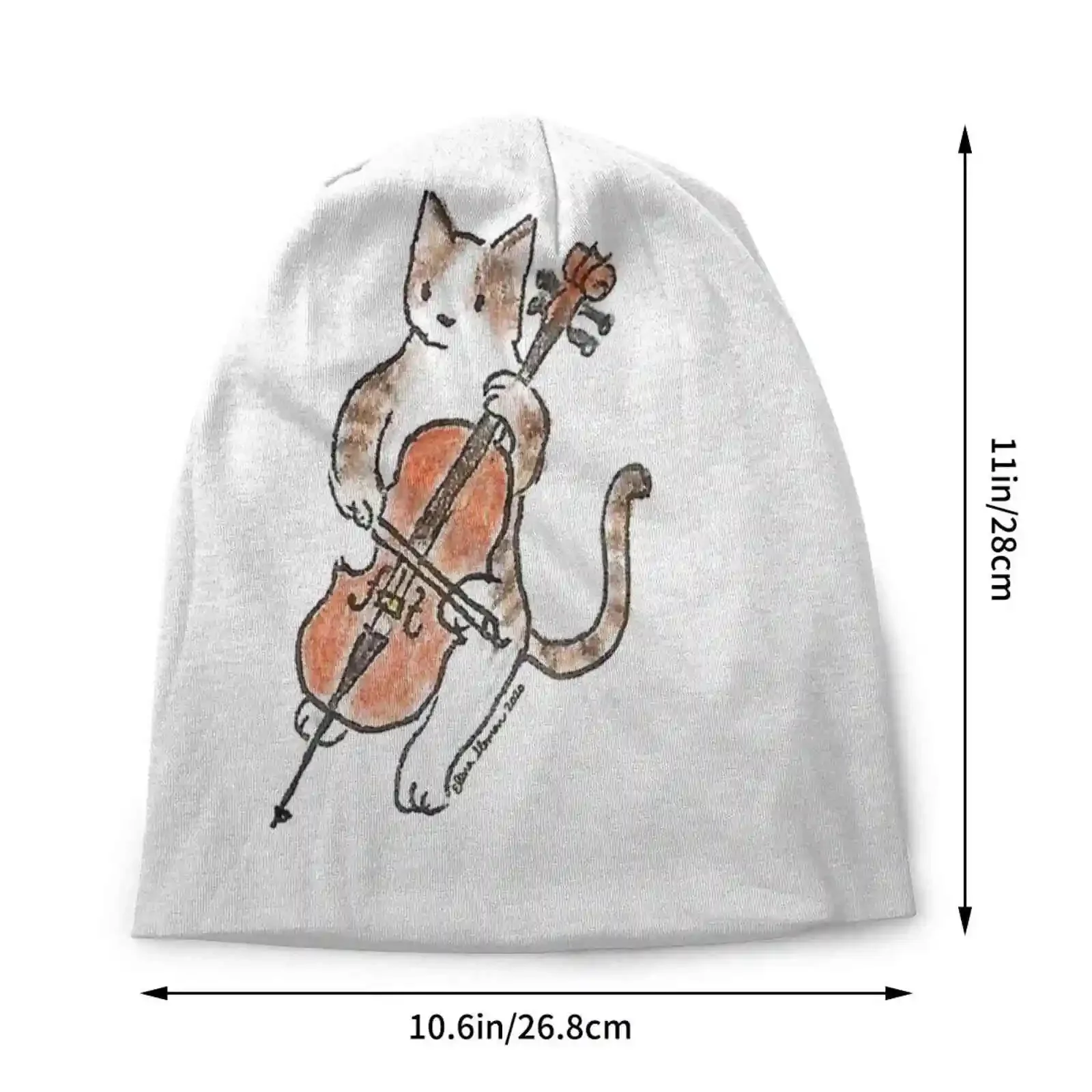 Meowtet : Cello Ii Knitted Hat Warm Beanie Outdoor Caps Cat Art Meowtet Musician Cello Cellist String Player Orchestra Chamber