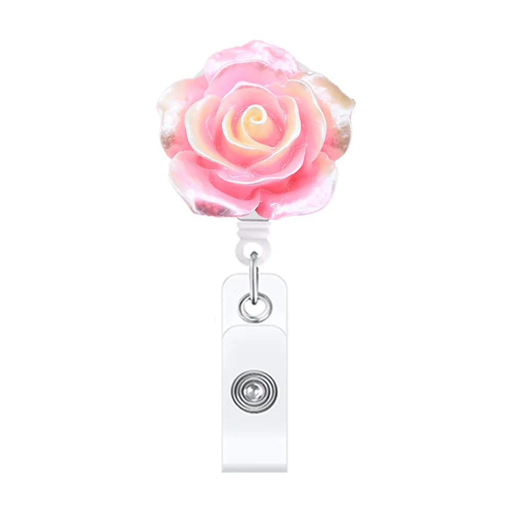 8 Color Fashion Cute Flower Retractable Nurse Badge Reel Clip Badge Holder Students Doctor Id Card Holder Keychain Gift New