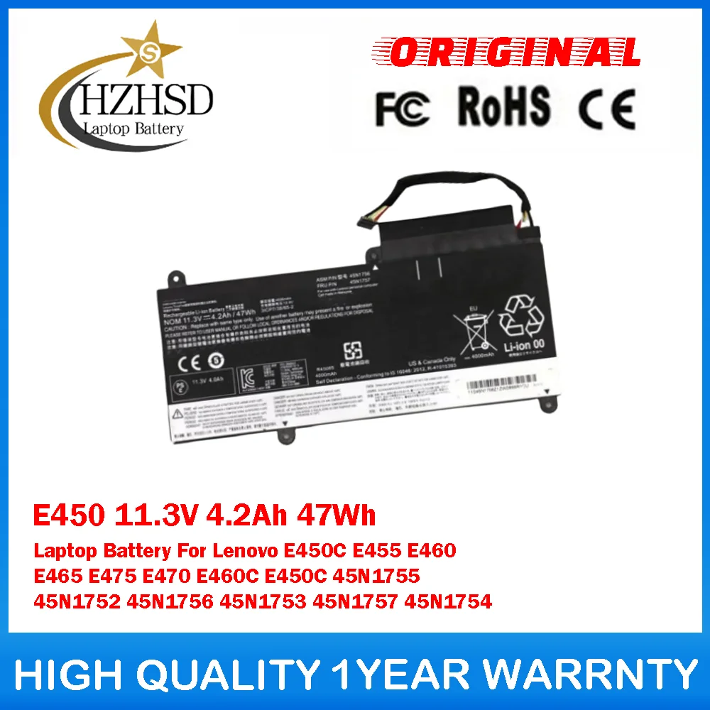 

E450 11.3V 4.2Ah 47Wh Laptop Battery For Lenovo E450C E455 E460 E465 E475 E470 E460C E450C 45N1755 45N1752 45N1756 45N1753