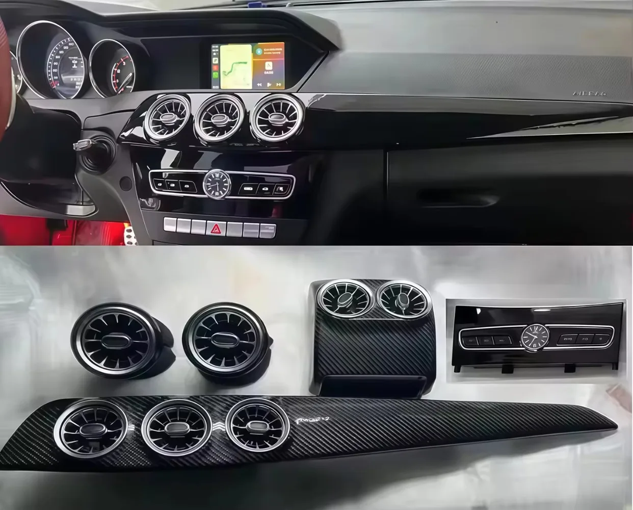 UPSZTEC Car Interior Accessories C Class W205 W204 Turbine Air Vents Center Console Upgrade Kits