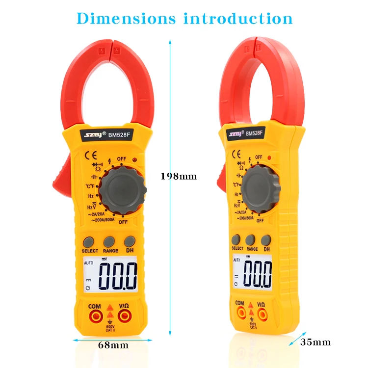 SZBJ BM528D Mini Anti-burn Electrician Clamp Meter Digital Ammeter Multifunctional Clamp Meter Capacitance Meter High Precision