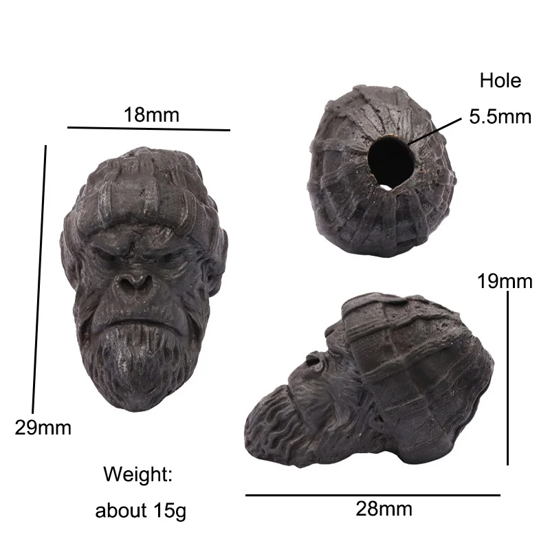 Woolen Hat Gorilla Head Sculpture Brass Knife Beads Animal Orangutan EDC DIY Woven  Paracord Lanyard Charms Pendants Accessories