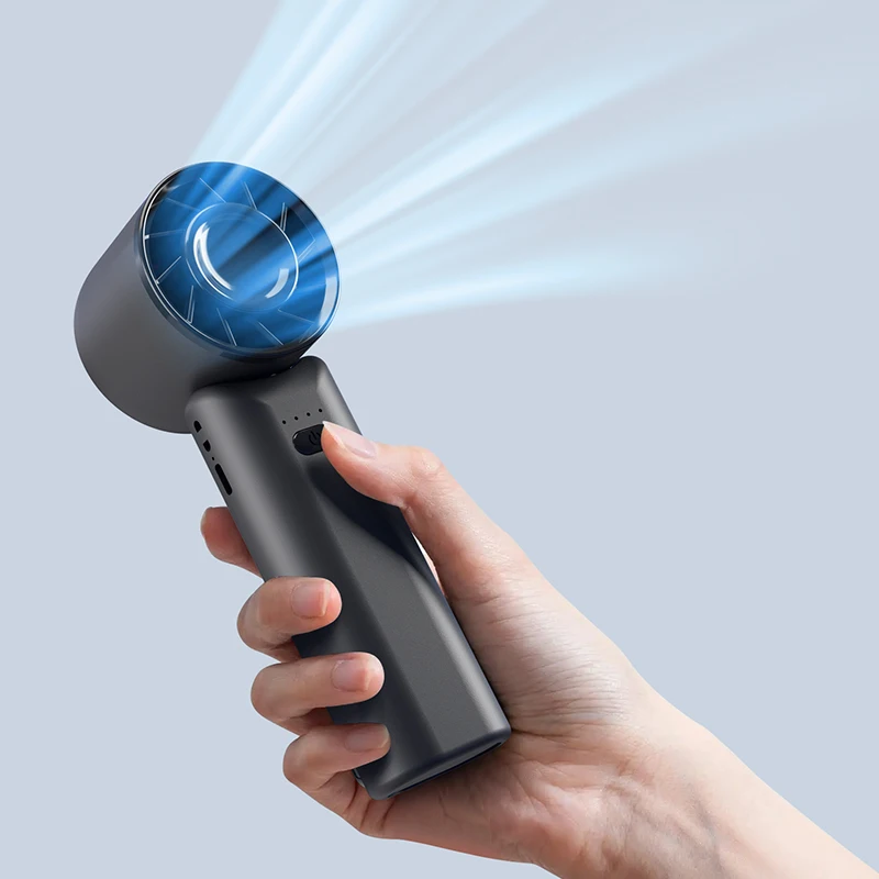 

2025 New 1200mAh Rechargeable USB Hand Fan LED Digital Display Electr Portable Folding Handheld Fan Mini Fan with Hook Buckle