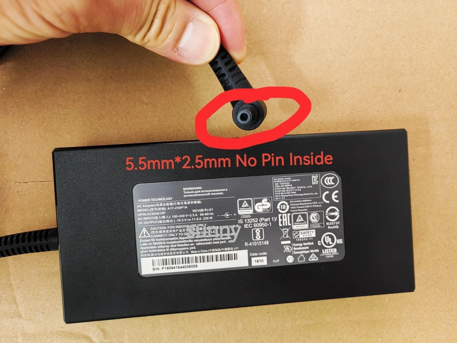 

Suitable for Gigabyte A7 X1 A7X1CUK1130SH 19.5V 11.8A A17-230P1A 230W Original AC Power Adapter