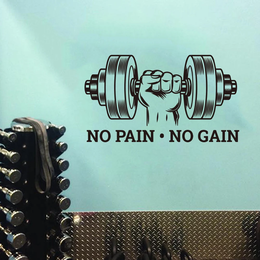 Gym Bodybuilding Motivation Wall Stickers Dumbbell Muscled Sport Workout Office Fitness Wall Decals