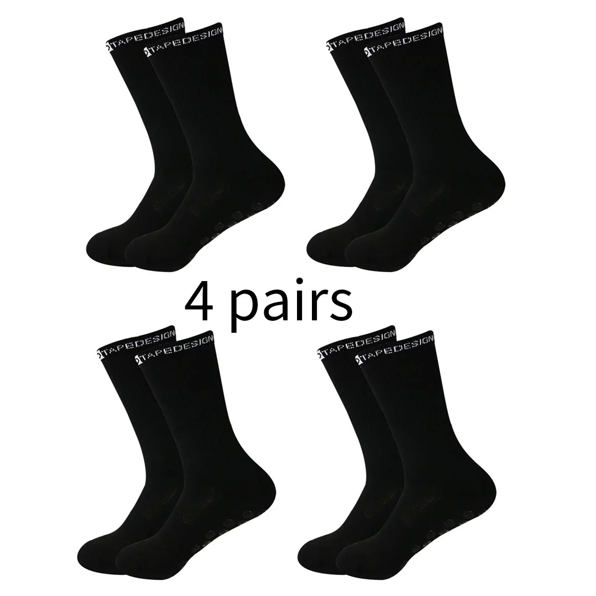 4 pairs of new solid color anti slip rugby sports socks for men's sports bicycles, short socks for men's athletes image 4