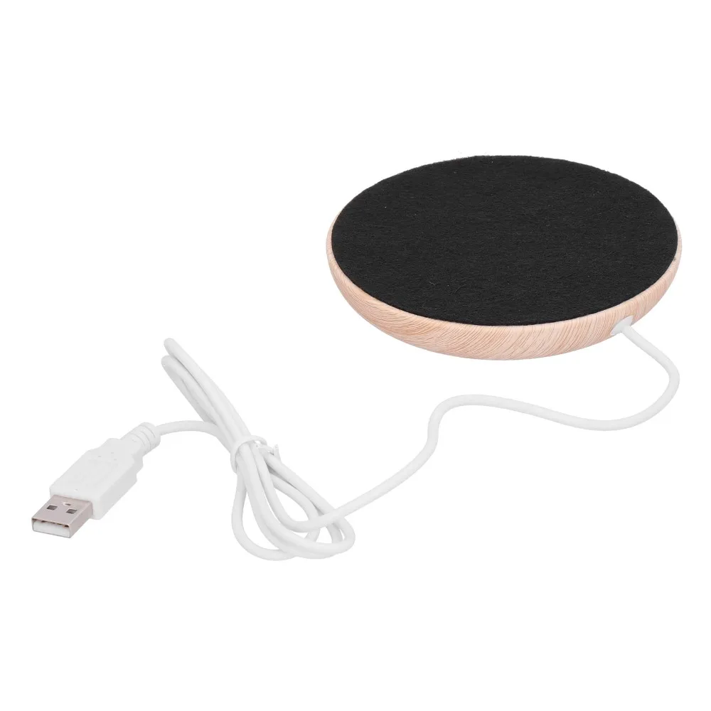 Coffee Mug Warmer Wood Grain USB Heater Pad Low Power Fast Heating Cup Warmer Thermal Focusing 5W Beverage Warmer Home Use