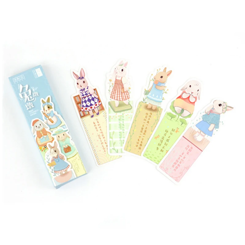 30pcs/box Creative cartoon lives paper bookmark Kawaii bookmarks book holder Message Card DIY school supplies Party Invitation