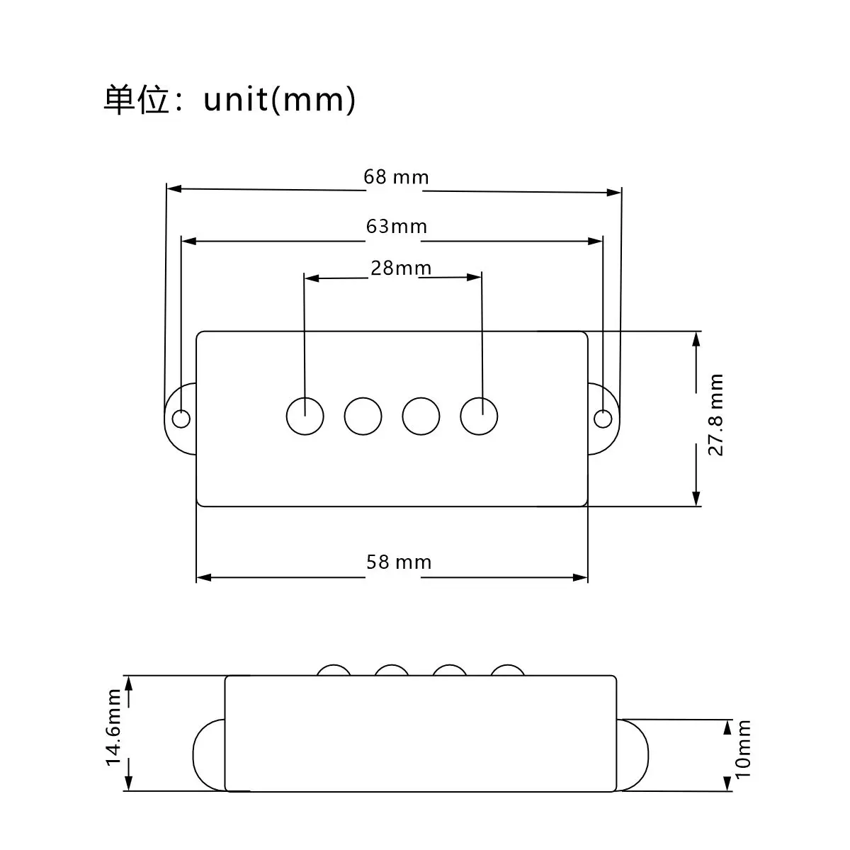 FLEOR Open Alnico 5 PB Bass Pickup Humbucker Pickup Bass 4 String Alnico V Black for PB Parts Replacement