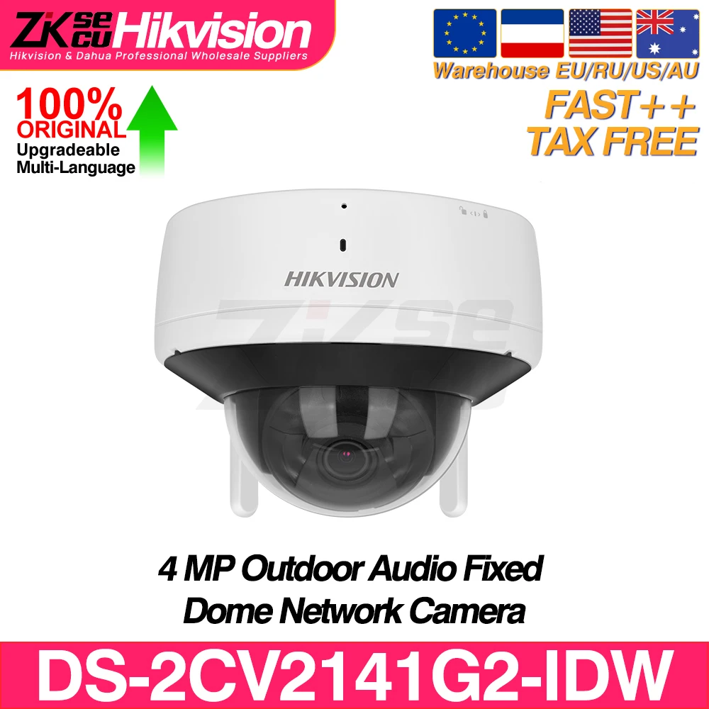 

Hikvision DS-2CV2141G2-IDW Original 4MP Outdoor WIFI Audio Fixed Dome Network Camera EXIR 2.0 SD Slot IR 30M 2-Way Audio IP66