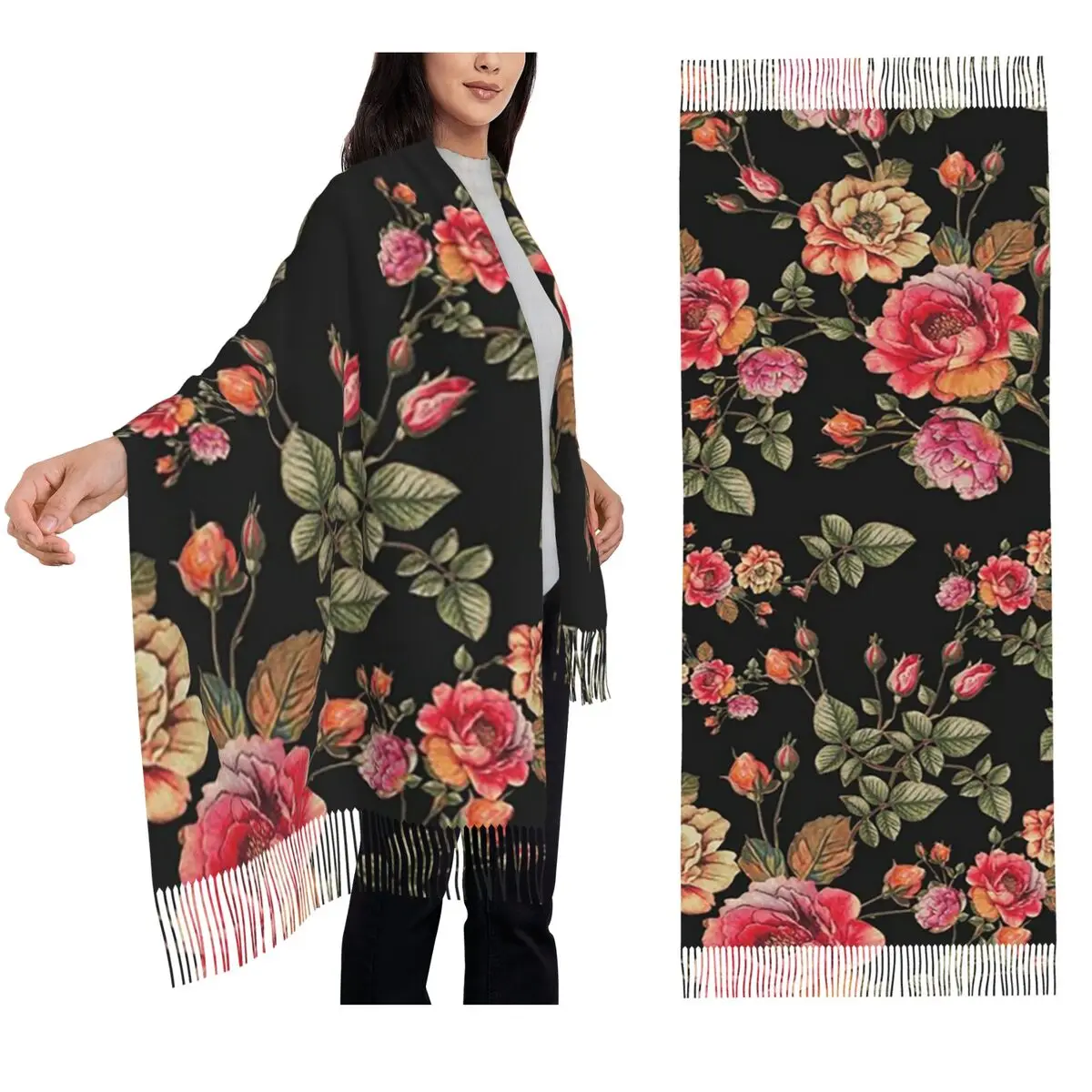 

Шарф с кисточками для сада, женские мягкие теплые шали и накидки, длинная осенне-зимняя шаль