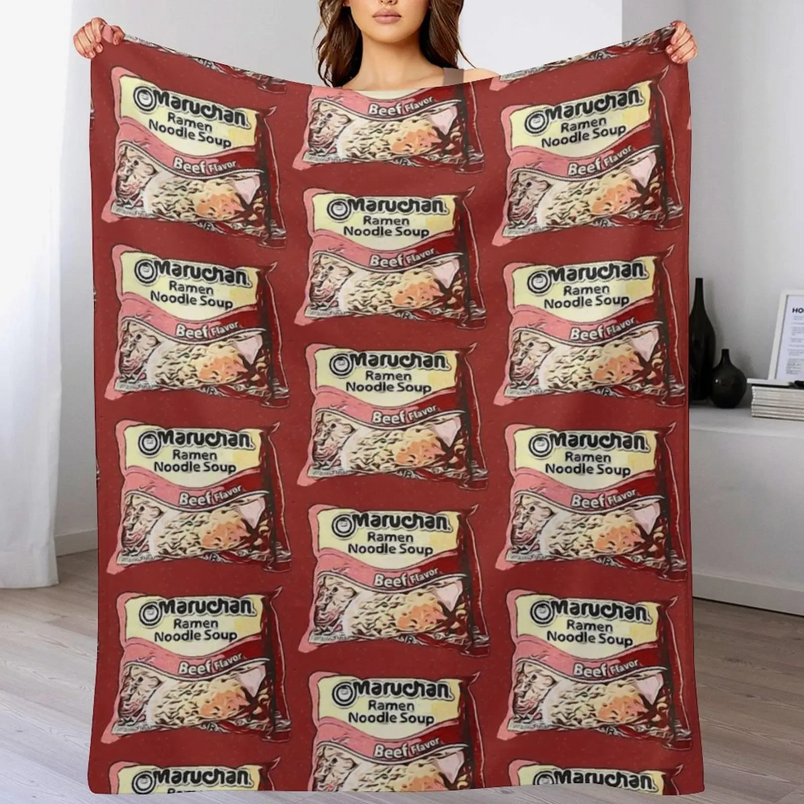 Beef Ramen Throw Blanket Summer Cool Breathable Blanket for Sleeping