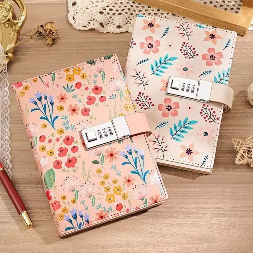 

224 Pages B6 Notebook Protecting Secrets Printed Pattern Password Book with Lock Waterproof Thickened Student Notepad Student