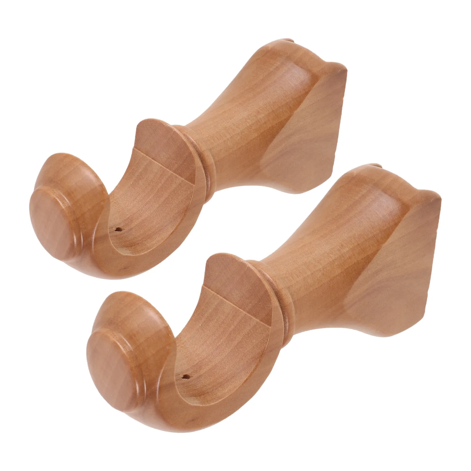 2Pcs Wood Curtain Rod Brackets Heavy Duty Wall Ceiling Mount Classical Drapery Rod Support for Living Room Bedroom