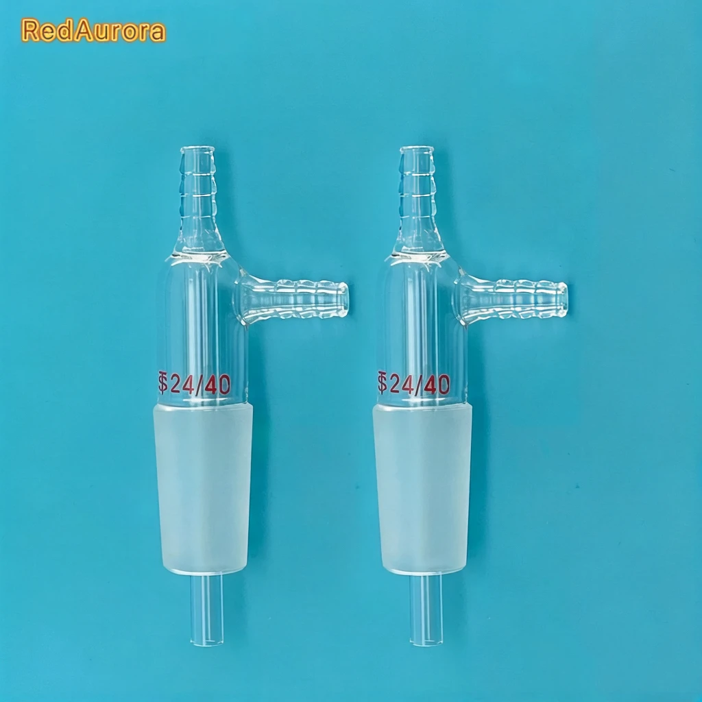 24/40 Glass Gas Inlet Vacuum Adapter With Both Hose Connection Lab Glassware