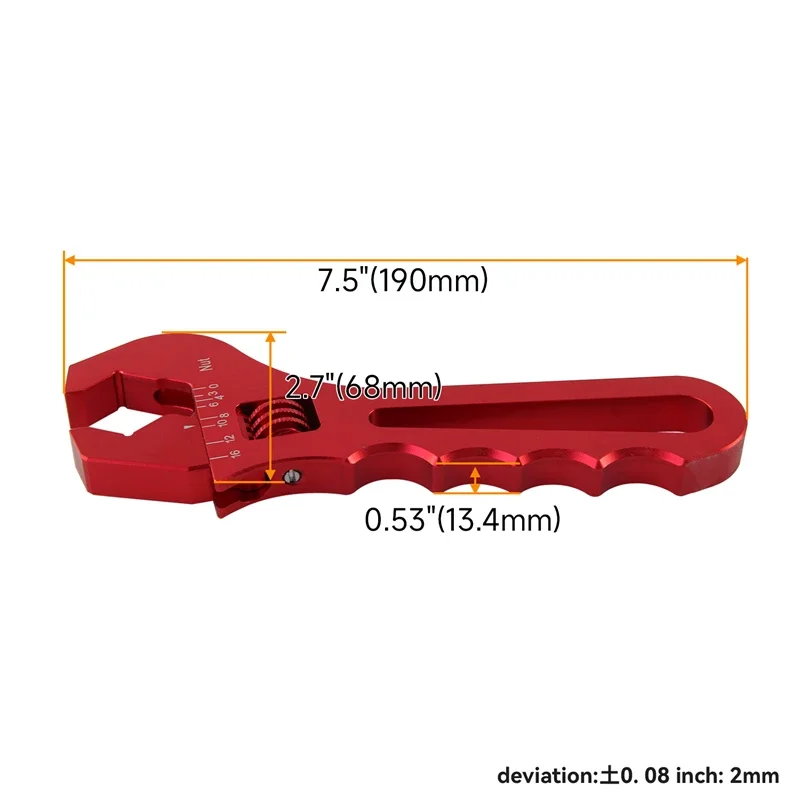 Black/Red Universal AN3 AN4 AN6 AN8 AN10 AN12 AN16 Adjustable Wrench Aluminum Tools Spanner for Hose End Fitting