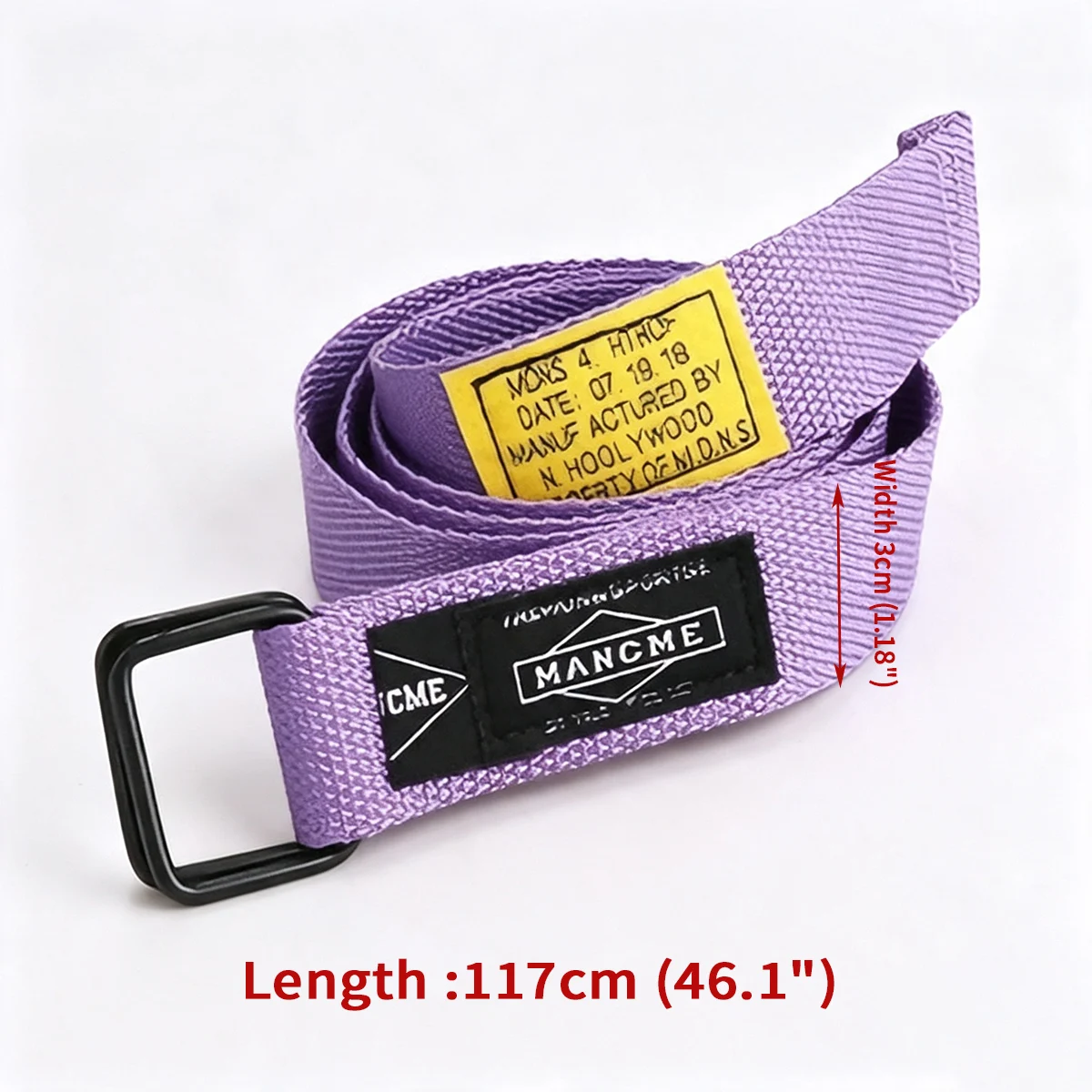 1 piece of neutral canvas webbing, black double D-buckle waistband, streetwear label decorative fabric waistband, jeans pants