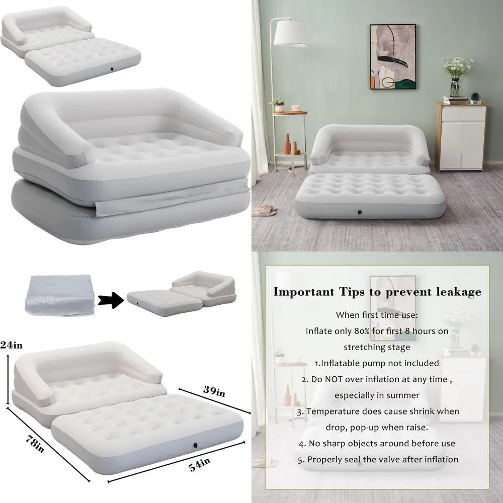 

Gray Inflatable Sofa for Indoor and Outdoor Use