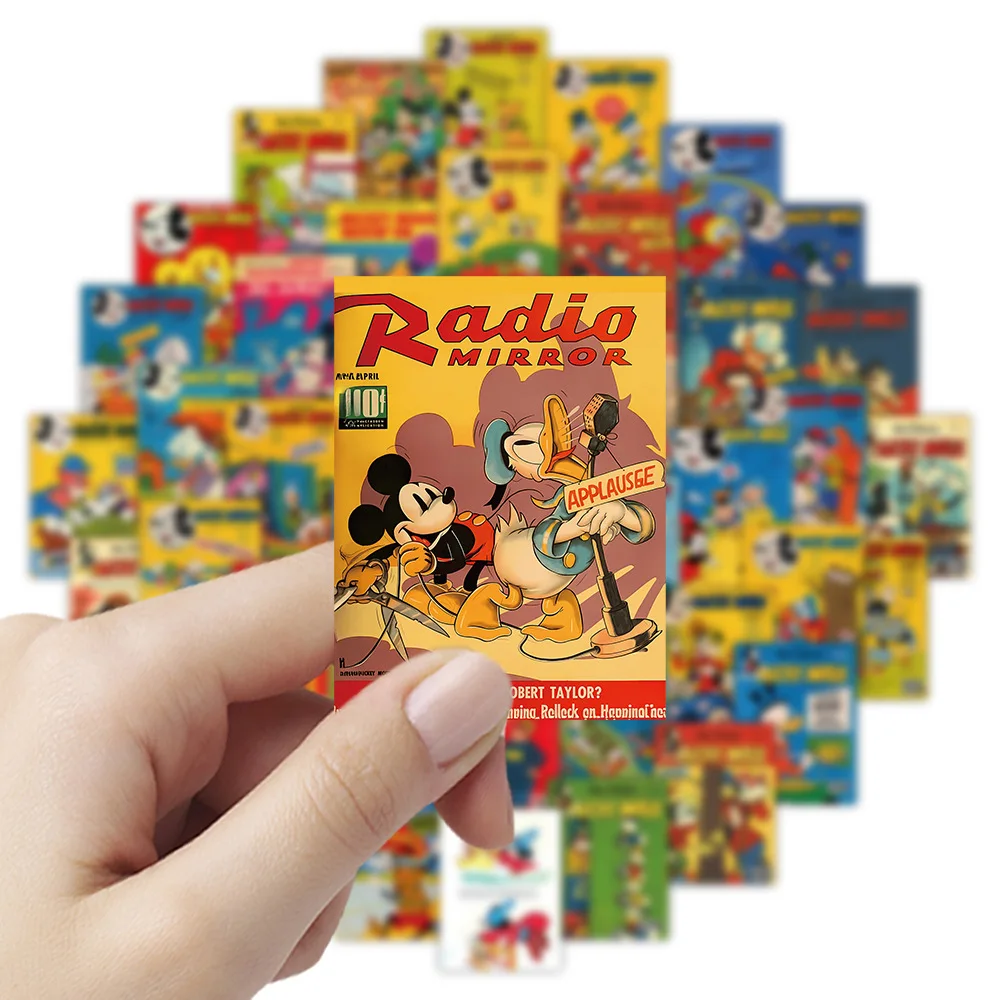 

10/50PCS ‌Retro Disney Poster Style Cartoon Stickers Mickey Mouse and Donald Duck Anime Decal DIY Luggage Laptop Phone Kid Toys