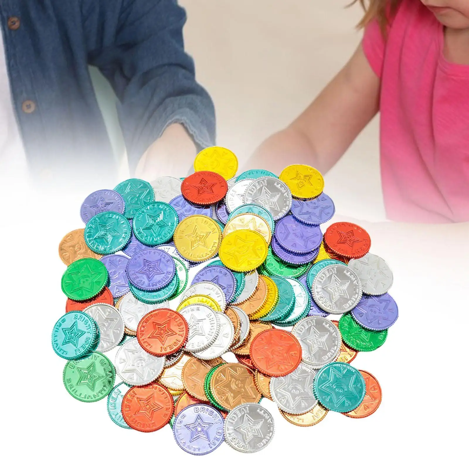 Colorful Star Toy Coins for Classroom Incentive Rewards Plastic Play Money Props for Kids Party Favors and Treasure Hunt Games