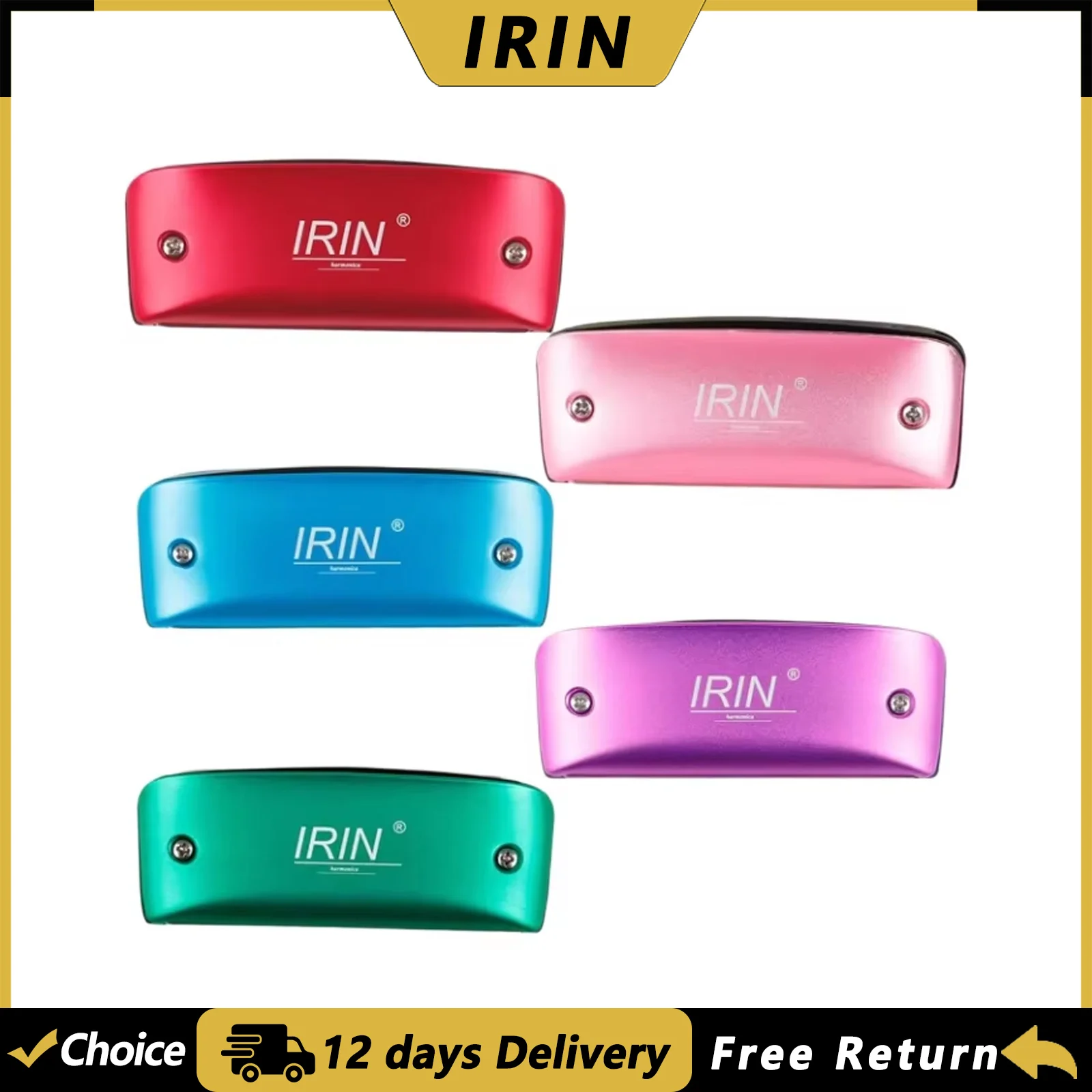 IRIN 7 Holes Harmonica C/D/F Blues Harmonica Portable Harmonica Woodwinds Red/Green/Purple/Blue/Pink For Beginners Music Lovers