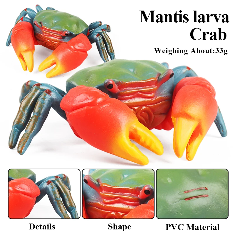 Oenux Simulation Ocean Sea Life Animals Model Lovely Crab Action Figures Toy Cake Toppers Collection Jouet Kids Education Gift