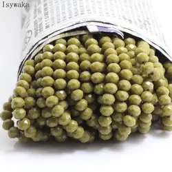 Isywaka Solid Army Green Colors 4*6mm 50pcs Rondelle Austria faceted Crystal Glass Beads Loose Spacer Round Beads Jewelry Making