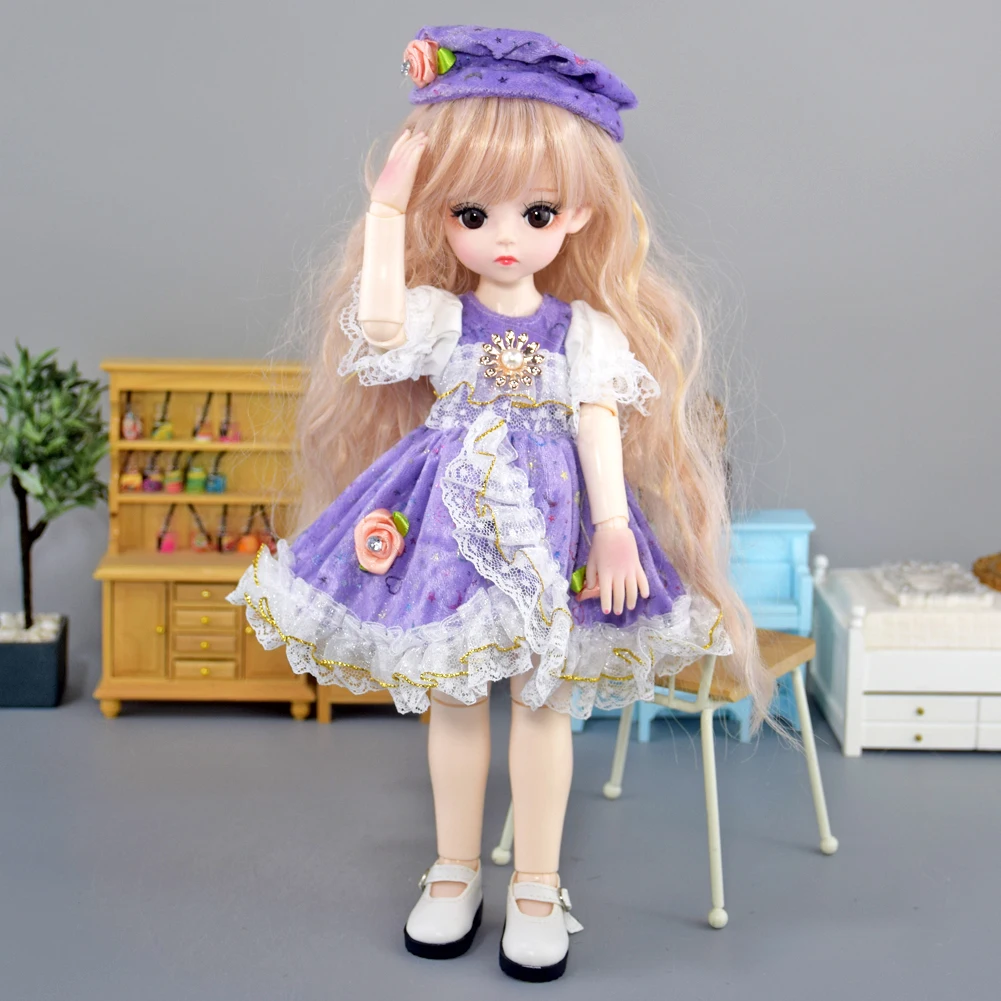 YUTOTUE 12 بوصة ارتفاع فتاة دمية لعبة مع ماكياج الوجه فستان أحذية الشعر المستعار مجموعة كاملة للأطفال هدية صغيرة BJD