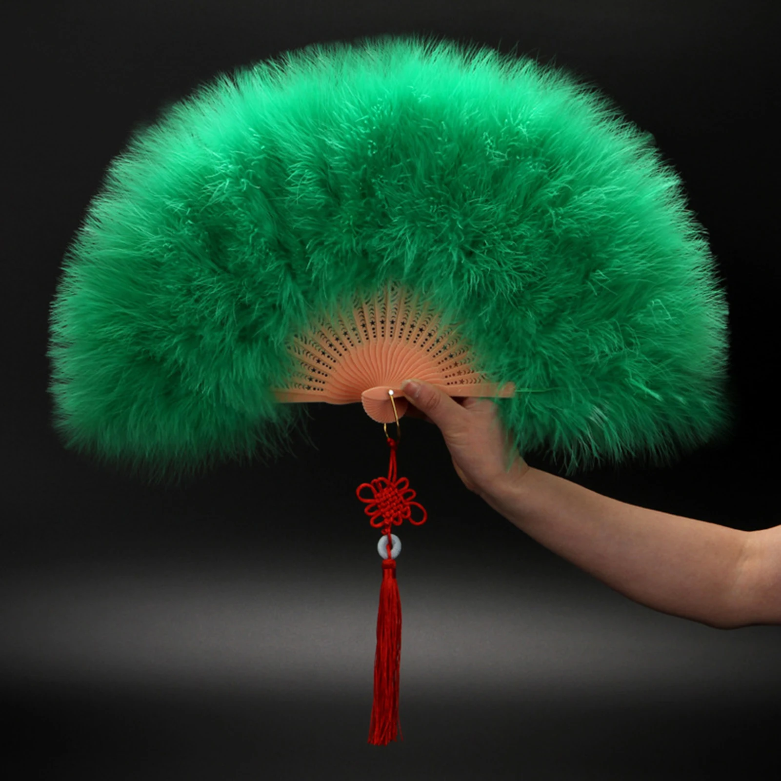 Handheld Feather Fan Elegant Cheongsam Feather Fan with Tassels Handheld Fan Feather Folding Fans Home Decorations