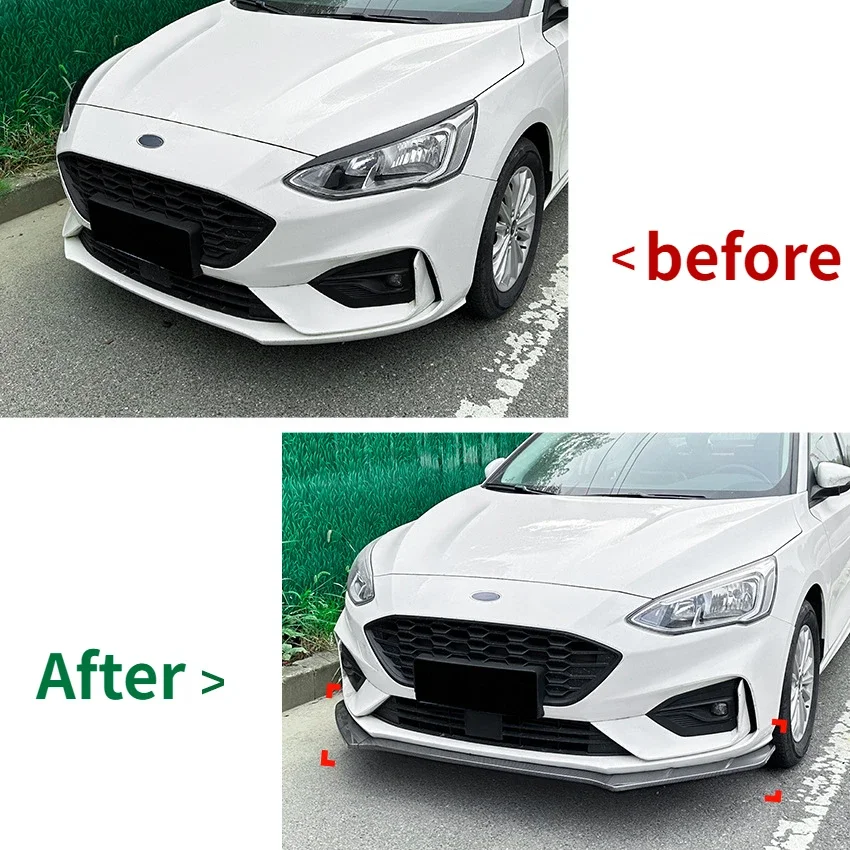 Front Bumper Lip for Ford Focus MK4 ST Line 2019 2020 2021 2022 Canards Splitter Spoiler Bumper Guard Tuning Body Kits