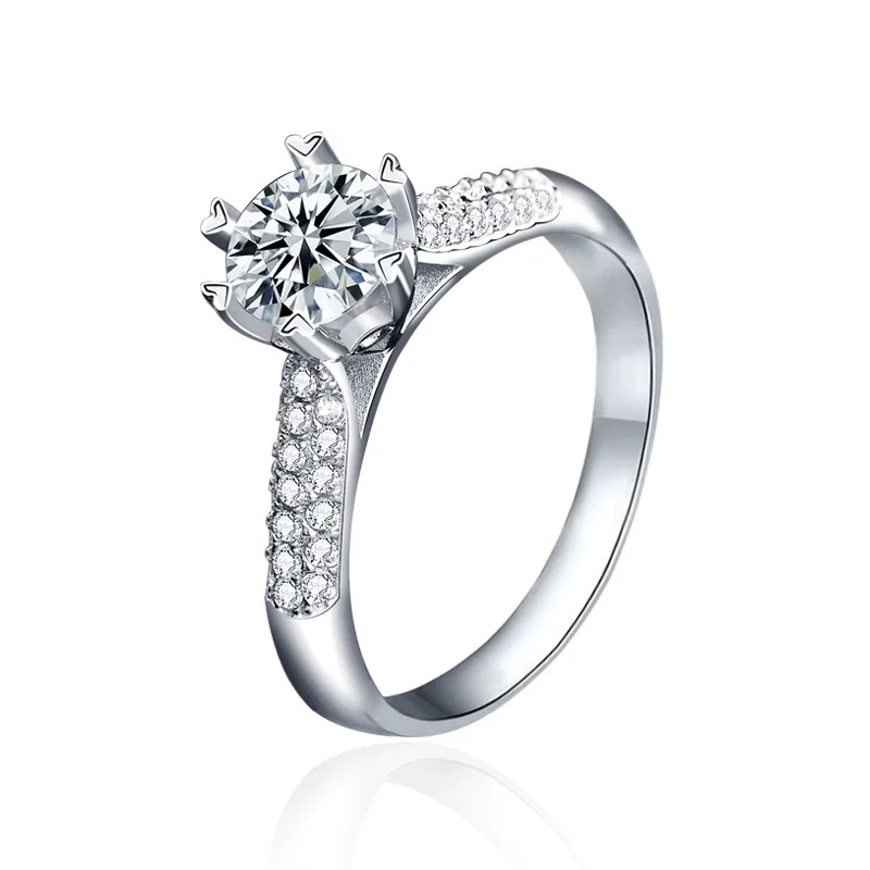 

ZFSILVER 925 Silver Fashion Luxury Trendy Color D 1ct Moissanite Queen Star Ring Charms Women Wedding Party Jewelry Gift RMO-092